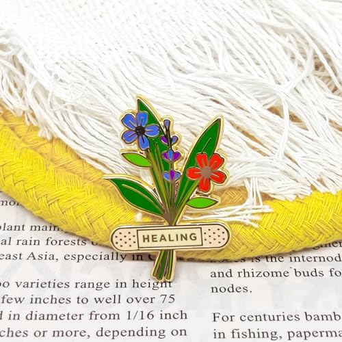 Healing Mood Bandage Flower Badge Pin - Flower Series - Enamel Lapel Pin - Plated Badge for Clothing, Bags, and Lanyards3