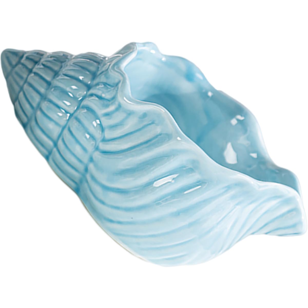 Cendrier en céramique bleu forme coquillage anti-cendres de table