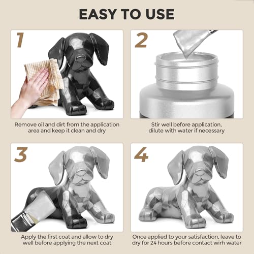 Image of Nicpro Metallic Silver Acrylic Paint, 33.8oz /1000ml Large Silver Leaf Paint
