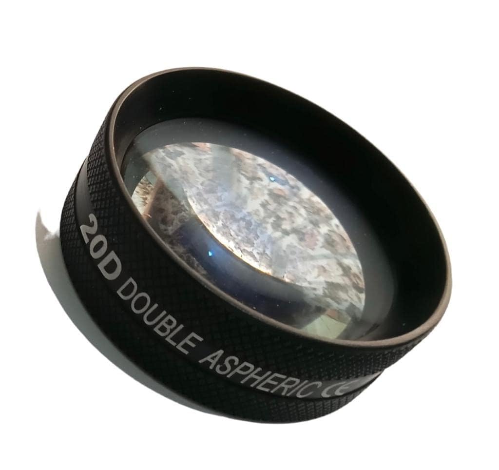 Lente asférica doble 20D con funda protectora de madera