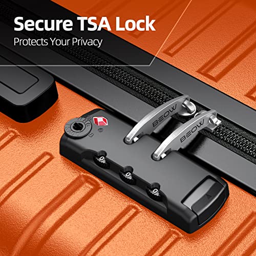 Beow Luggage Set Clearance Lightweight Suitcases With Wheels Abs Durable Travel 3 Piece Set With Tsa Lock20/24/28(Orange) #TOP2