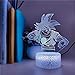 Divertente Goku Dragon Ball Animazione Luce notturna creativa Luce LED Multicolore Decorazione creativa Piccola lampada da tavolo 4D Acrilico Luce notturna multicolore Base incrinata