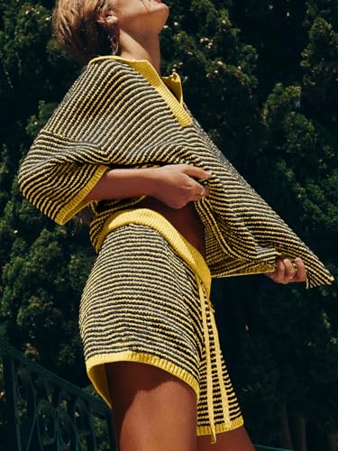 image for Tankaneo Womens Sweater Set 2 Piece Outfits Oversized 3/4 Sleeve V Nec