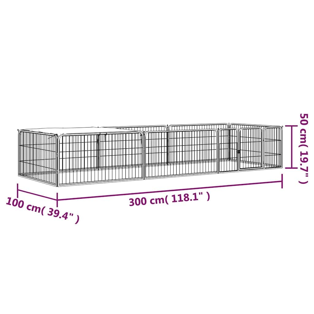 8-częściowy kojec dla psa czarny 100 x 50 cm stal malowana proszkowo