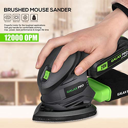 GALAX PRO Cordless Detail Sander 20V, 20Pcs Sandpapers,12000 RPM Sanders with Dust Collection System for Tight Spaces Sanding in Home Decoration, Battery and Charger Included - Image 3