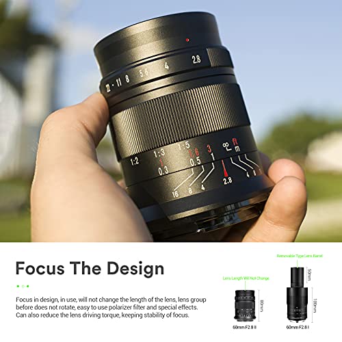 7artisans 60mm F2.8 Macro Lens APS-C Handmatige Vaste Lens voor Canon M1 M2 M3 M5 M6 M10 EOS-M Bajonet Zwart - Afbeelding 5