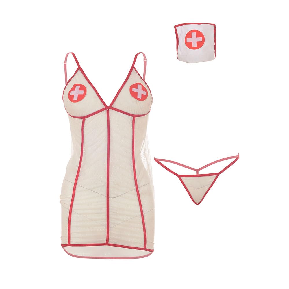 muquam Women's Nurse Roleplay Cosplay Costume with Head Band-picture-6