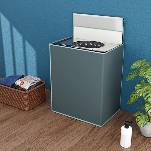 Image of Kuber Industries PVC Fully Automatic Top Load Washing Machine Cover (7 kg, 7.5 kg, 8 kg & 8.5 Kg) Waterproof and Dustproof Washing Machine Top Cover | Plain - Grey