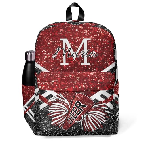 Cheer Backpack Personalized Cheerleaders Backpacks with Name Custom Coaches Bag for Cheerleading Teams Gifts (Red Glitter)