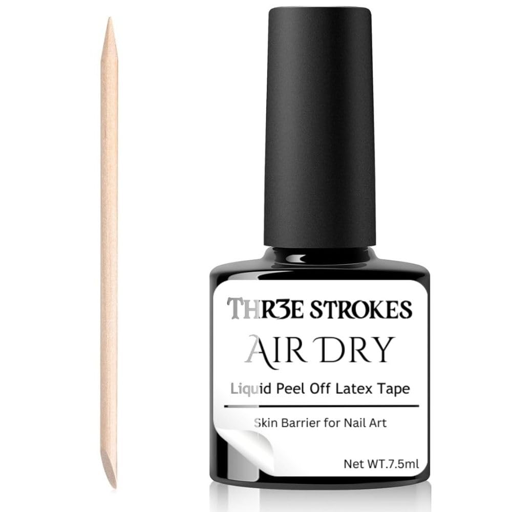 THR3E STROKES Gel Polish Liquid Latex for Nails: 7.5ML Simple Peel off Cuticle Guard for Nail Polish Nail Art Liquid Latex Barrier Protector Manicure Cuticle Protectors with Stick Gifts for Women-image-14