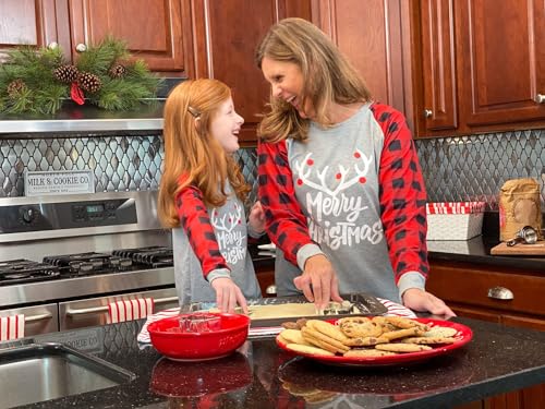 Image of IFFEI Matching Family Pajamas Sets Christmas PJ's with Letter and Plaid Printed Long Sleeve Tee and Bottom Loungewear