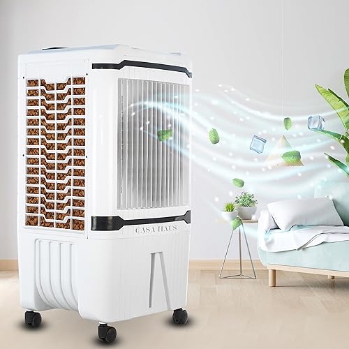 Image of 70 L Personal Air Cooler with Anti Bacterial Honeycomb Pads, Powerful Air Throw, Auto Swing, Low Power Consumption - White /Black (SPITI 70L)
