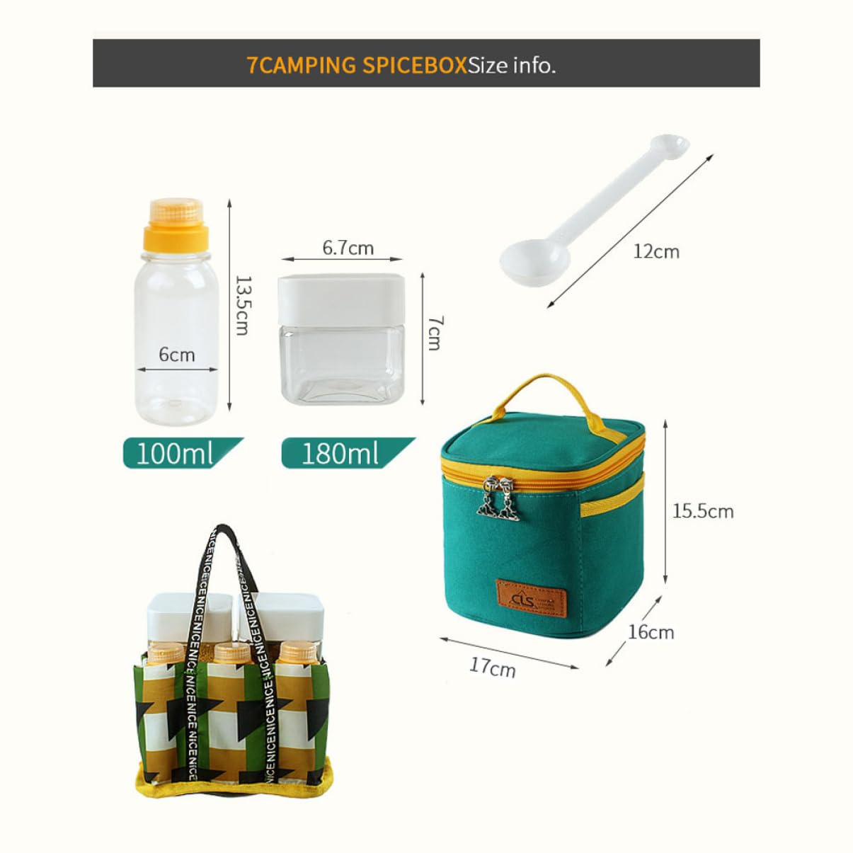 Alipis 1Set Portable Spice Jars Seasoning Container Kit with Carry Bag Bbq Condiment Pots for Home Outdoor Cooking for Travel Storage