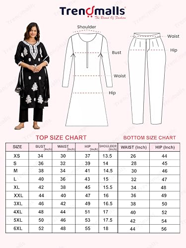 Image of TRENDMALLS Women's Cambric Cotton Embroidery Work Kurta Pant with Dupatta Set