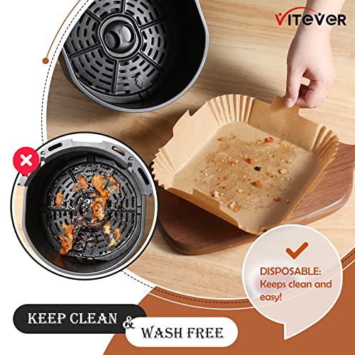 120 Pcs Air Fryer Disposable Paper Liner Square, 7.9-Inch (Fit 5-8 Qt) Non-Stick Parchment Paper For Air Frying, Baking, Roasting Microwave, Unbleached Oil-Proof Parchment Paper #TOP2