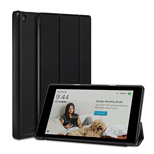 CTsing Case for Amazon Fire HD 8 (2016 Release, 6th Generation)-Trifold stand, Auto Wake/Sleep CoverSlim Fit Premium Vegan Leather Standing Cover Auto Wake/Sleep for Fire HD 8 Table,Black