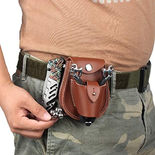 Gexgune Hunting Catapult Leather Slingshot Ammo Balls Pouch Bag Case for Strong Powerful Fishing Catapult
