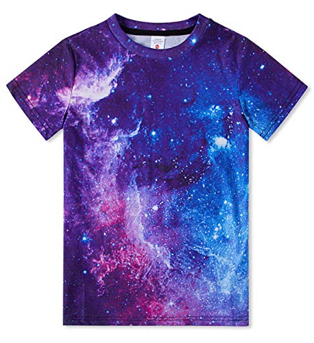 Girls Boys Shirts Galaxy Starry Short Sleeve T-Shirts Purple Planet Graphic Tees Shirts 9T-12T #TOP5