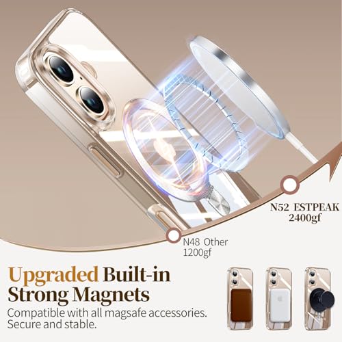 Image of ESTPEAK CD Mag-Stand Case for iPhone 16 Plus Case with Invisible Magnetic Ring, [Compatible with MagSafe] [Never Yellowing] Top Clear Phone Case Cover for iPhone 16 Plus 6.7 inch Men Women, Clear