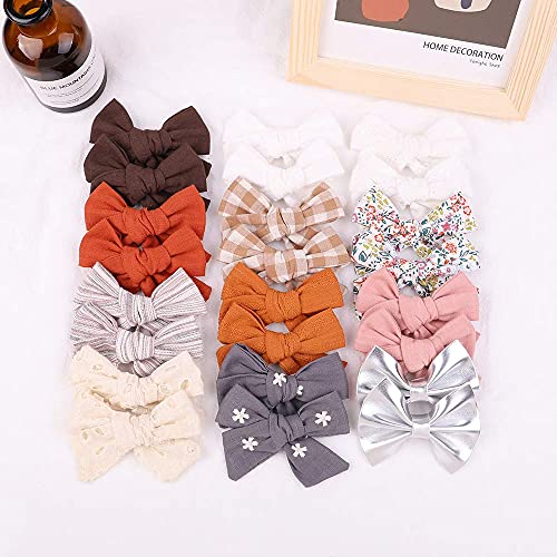 24Pcs 3.6 Inches Baby Girls Hair Bows Full Lined Alligator Clips Linen Hair Barrettes Hair Accessories For Kids Toddlers School Girls #TOP7