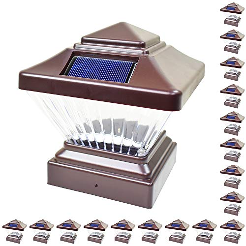 Paquete de 18 luces LED solares para poste de terraza, color negro, bronce, cobre y blanco, 4 x 4