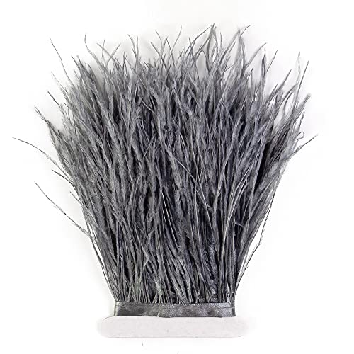 3 Yards 10-15cm Dark Grey Ostrich Feathers Trim Fringe for DIY Dress Sewing Crafts Costumes Decoration, dark grey 020# - Image 2