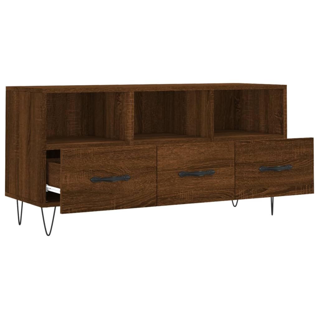 Homgoday Szafka TV Drewno inżynieryjne brązowy dąb 102x36x50 cm, szafka pod telewizor salon jadalnia stół kawowy telewizor sprzęt muzyczny szafa meble telewizor meble typ 5
