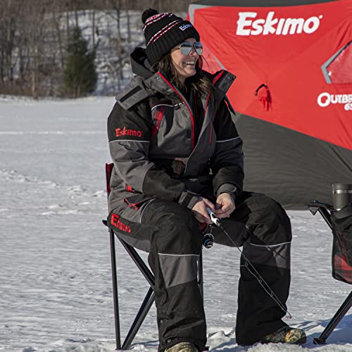 Eskimo Folding Ice Chair, Standard, Buffalo Plaid Adjustable Height, Alloy Steel Red/Black #TOP3