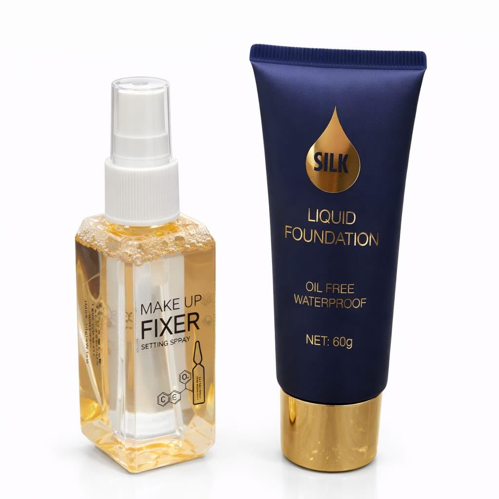 Face Makeup Combo Kit | Oil Free Liquid Foundation & Makeup Setting Spray | Natural Finish, Long Wear, Transfer Resistant, Daily Makeup Essentials (Shade 02)-image-47