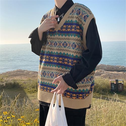 Sweater Vest Men Aztec Graphic V Neck Fall Casual Pullover Sleeveless Fashion Tops Comfort Soft Sweaters2