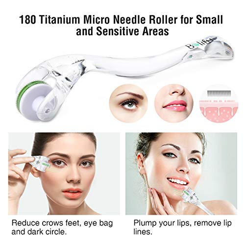 Derma Roller Microneedles Skin Care Tool, 540 & 180 Titanium Seamless Micro Needle Roller 0.25mm Cosmetic Needle for Face Eye Skin Body Treatment - Thumbnail 2