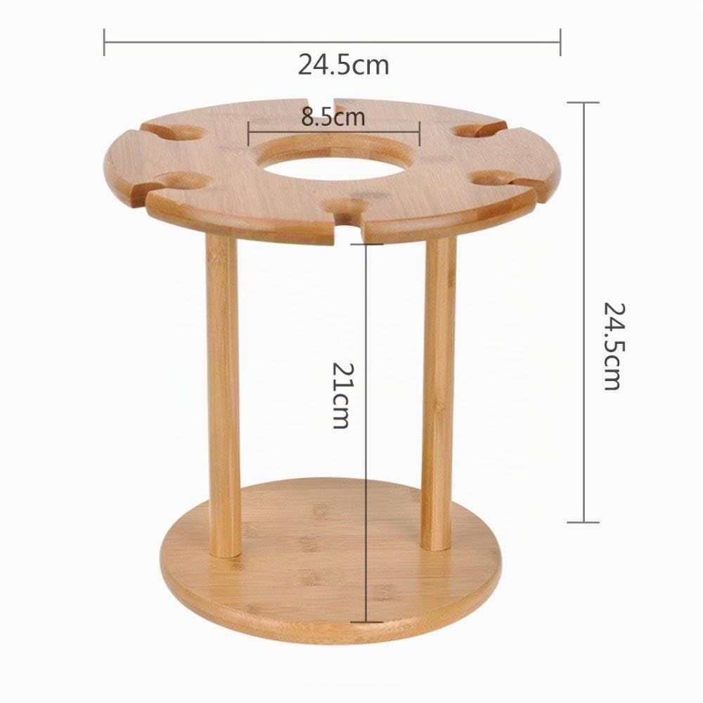 Porta bicchieri da vino in legno di bambù, design moderno, per fino a 6 bicchieri da vino e 1 bottiglia