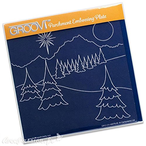 claritystamp  Gabarit tracage del pergamino paisaje de invierno Groovi  15 x 15 cm