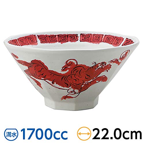 Amazon | 龍柄 龍虎赤 八角 7.0丼 約22cm 白系 中華食器