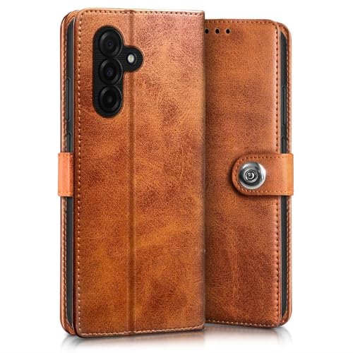 Image of WOW IMAGINE Shock Proof Flip Cover Back Case for Samsung Galaxy M17 5G | A17 5G | F17 5G (Magnetic Button Flip Case | Wallet Pockets & Stand | Leather Finish | Alder Brown)