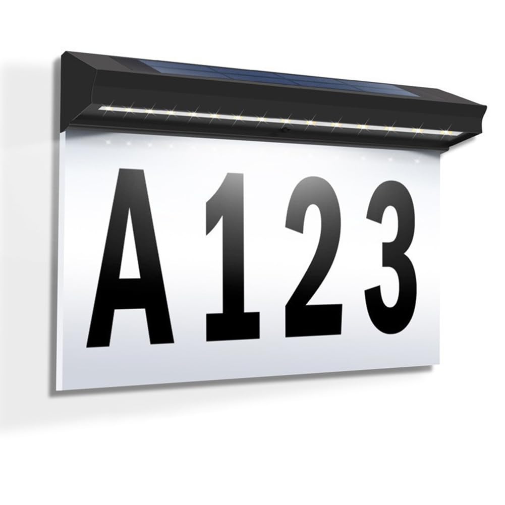 Vjsujehgy Solar House Numbers for Outside Light Up,LED Illuminated Home Number Address Sign Plaque for Yard,Wall-Mounted or Floor