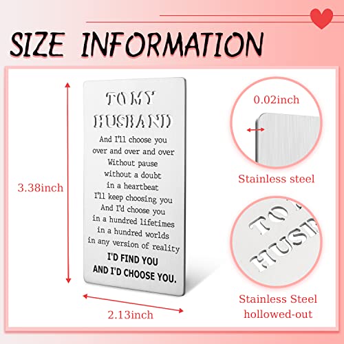 akeke Anniversary Card for Him Husband Wallet Card From Wife Hubby Engraved Wallet Insert Card I Love You Gifts Love Notes for Husband Long Distance Relationship Birthday Gifts for Hubby Him BEC43