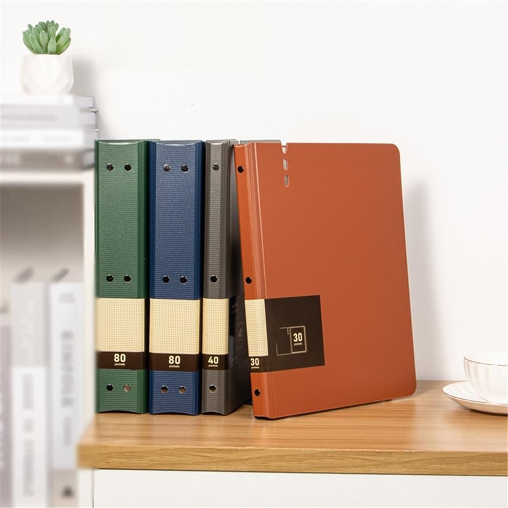 Cartelle Portadocumenti In Plastica Trasparente Con Buste A4 60 Pagine Multicolor 5 Pz(Green)