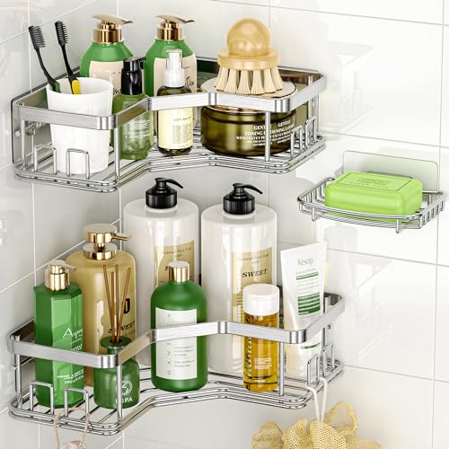 Maxiffe Shower Caddy, 3 Pack Rustproof Stainless Steel Showert Organizer cover