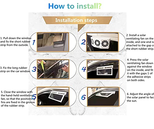 Solar Car Fan, Car Window Fan, Solar Powered Car Exhaust Fan, Car Radiator Fan, Energy Saving Air Vent Air Purifiers Car Ventilator, Solar Car Front/Rear Window Exhaust Fan, Eliminate Smell 2W (Black) #TOP6