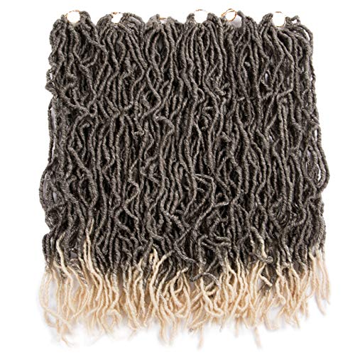 DAIXI 6 Packs 24 inch Ombre Pre-Looped New Faux Locs Crochet Hair for Black Women Curly Wavy Locs Crochet Braids Hair African Roots Synthetic Dreadlocks Soft Locs Braiding Hair Extensions 4/613 Color