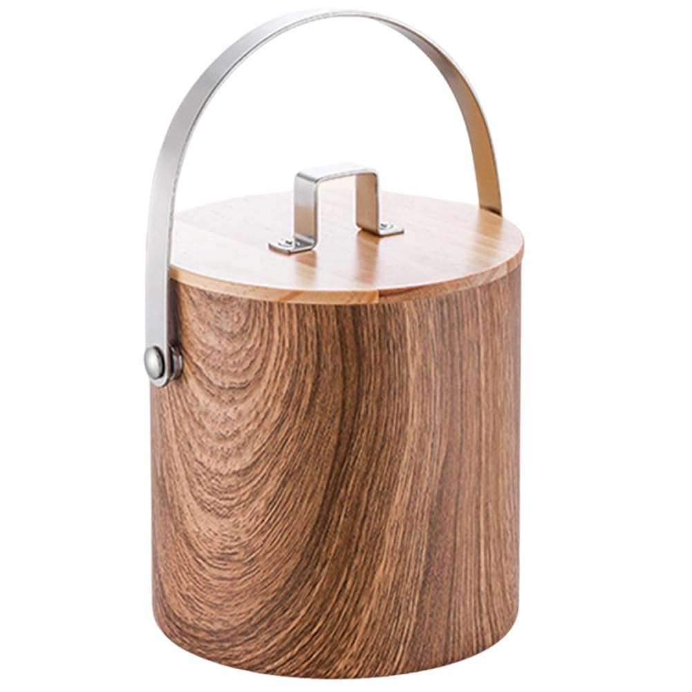 Hndhbfgrt Stainless Steel Ice Bucket with Lid & Tongs, Insulated Container for Chilling Wine, Cocktails, and Beer Brown