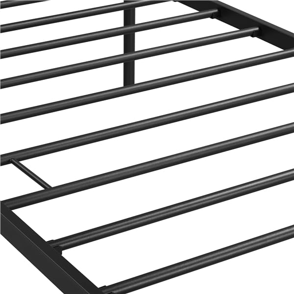 Yaheetech Set di 2 Struttura Letto Singolo in Ferro Battuto a Doghe in Metallo Stile Moderno Testiera Elegante Nero 90 x 200 cm