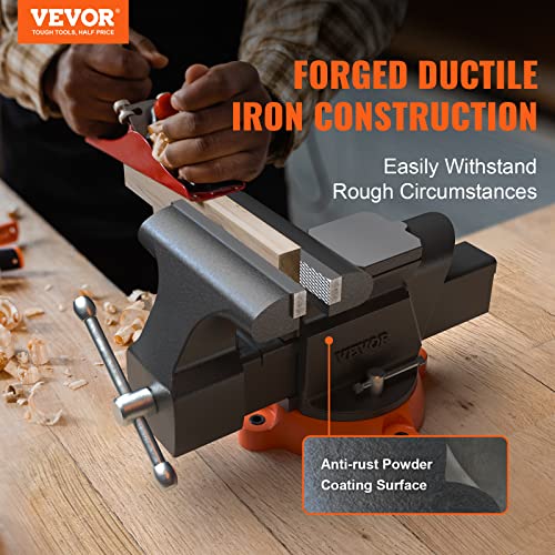 VEVOR 6-inch Jaw Width 5.9-inch Jaw Opening Heavy Duty Ductile Iron Workbench Vise with Anvil, Black 2 VEVOR 6-inch Jaw Width 5.9-inch Jaw Opening Heavy Duty Ductile Iron Workbench Vise with Anvil, Black - Image 2