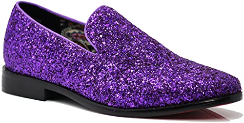 Image of SPK04 Men's Vintage Glitter Dress Loafers Slip On Shoes Classic Tuxedo Dress Shoes