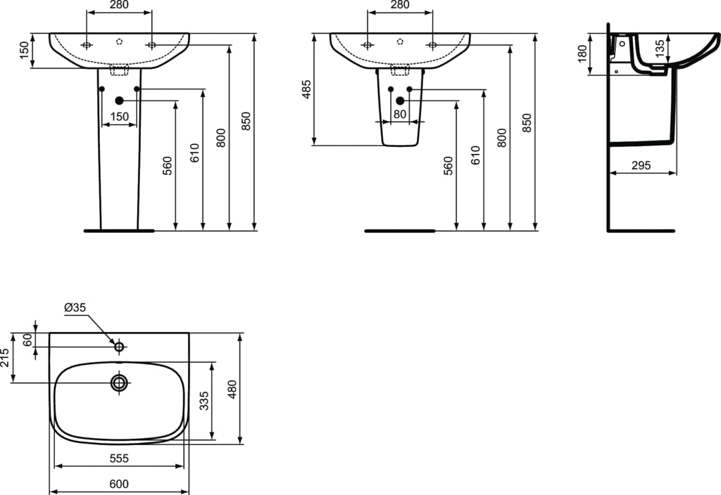 Ideal Standard I.Life A Lavabo da 600mm monoforo - Bianco