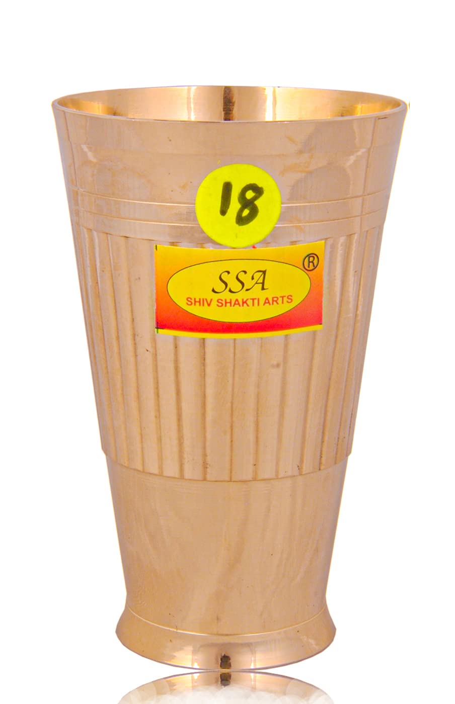 Shiv Shakti Arts Heavy Gauge Line Design Pure Brass Glass - (1 Piece, Big - 450 Ml Each Glass - No.18)