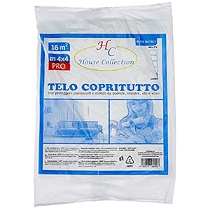 Telo copritutto, tinteggiatura ristrutturazione, nylon polietilene, 4×4 metri