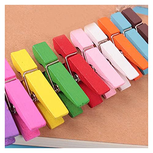 Pennenzak 100 stks/mooie mini gemengd kleur papier wasknijper ambachtelijke clips 35mm kleurrijke hout clip foto clips… - Image 5