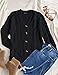 MEROKEETY Women's Long Sleeve Cable Knit Sweater Open Front Cardigan Button Loose Outerwear Black